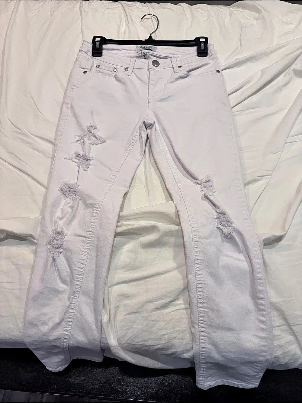 Deja Bleu Distressed Skinny Jeans in White Size 5